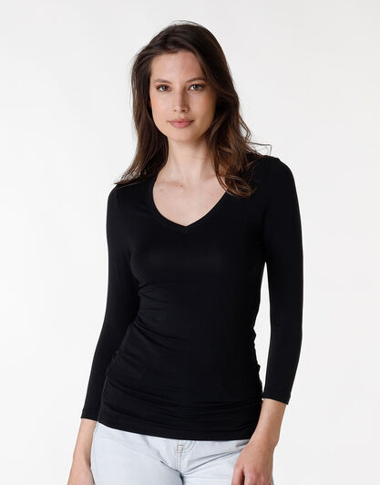 Maglia con manica a 3/4 effetto thermal Basic Soul, nero, , LOVABLE