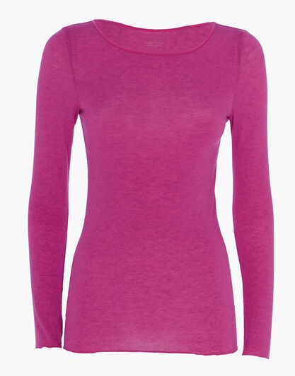 Maglia con scollo a barchetta e manica lunga in modal e cashmere, rosa sorbetto, , LOVABLE