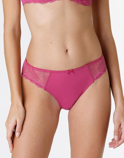 Slip Pretty Lace in pizzo e microfibra, rosa sorbetto, , LOVABLE