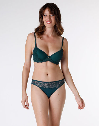 Brasiliano Beauty Lace in pizzo e microfibra, ottanio, , LOVABLE