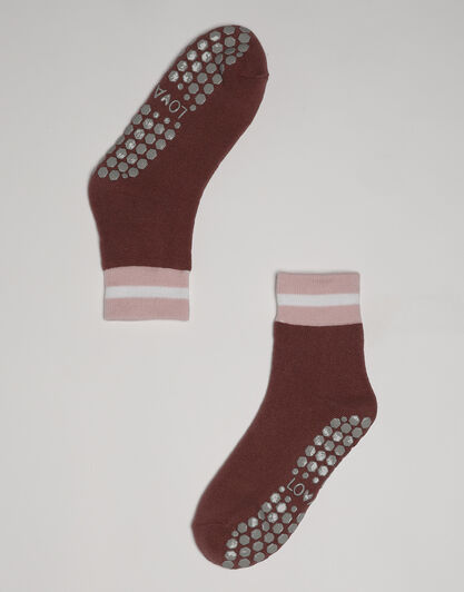 Calzini corti antiscivolo Warm & Cuddle Slipper in cotone, rosa grigio, , LOVABLE