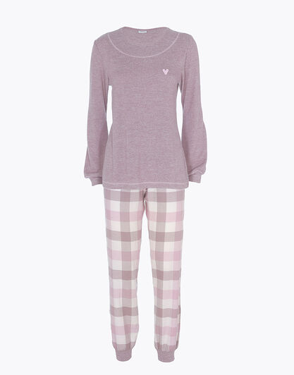 Homewear chiuso in flanella di cotone, rosa grigio, , LOVABLE