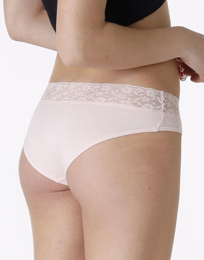 La Senza - Culotte Remix Panties in cotone e pizzo, rosa cipria, , LOVABLE