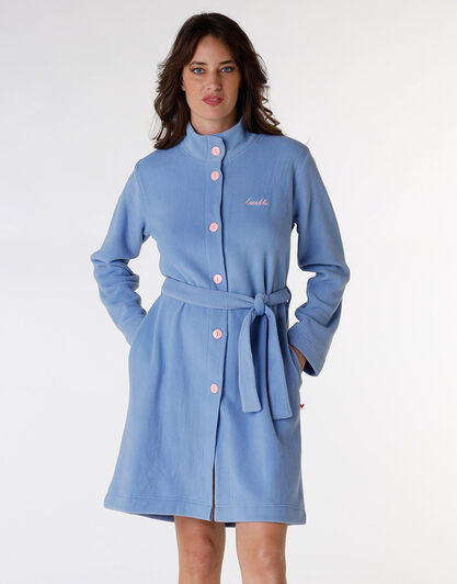 Vestaglia aperta in pile, azzurro ortensia, , LOVABLE