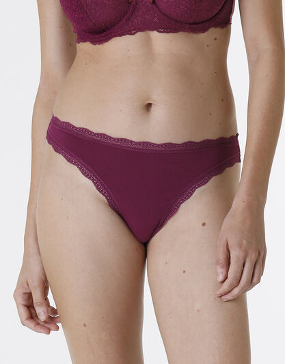 Slip Lovable Panties in cotone e pizzo elasticizzati, bordeaux, , LOVABLE
