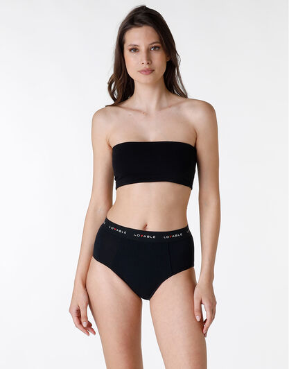 NUOVO Slip alto da ciclo lavabile in cotone biologico certificato, colore nero, per flusso abbondante, , LOVABLE