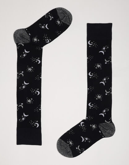 Calzini lunghi della collezione Fancy Allover in cotone, blu navy con stampa, , LOVABLE