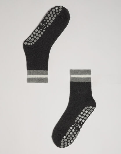 Calzini corti antiscivolo Warm & Cuddle Slipper in cotone, grigio melange, , LOVABLE