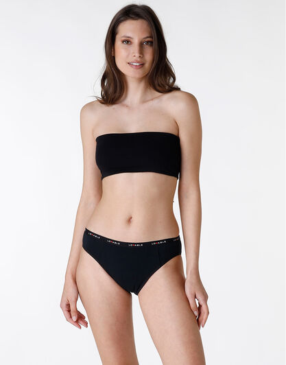 NUOVO Slip da ciclo lavabile in cotone biologico certificato, colore nero, per flusso medio, , LOVABLE
