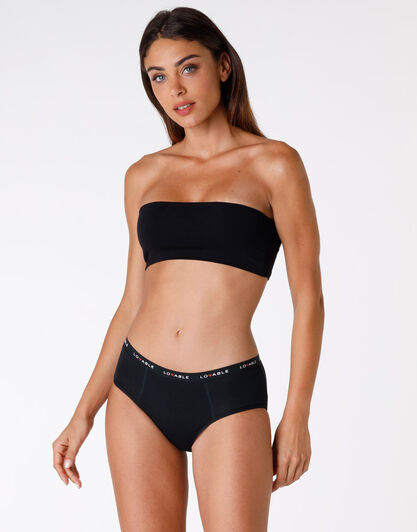 Culotte da ciclo lavabile flusso medio in cotone biologico certificato, nero, , LOVABLE