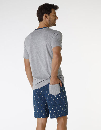 Pigiama corto in cotone, grigio melange con stampa, , LOVABLE