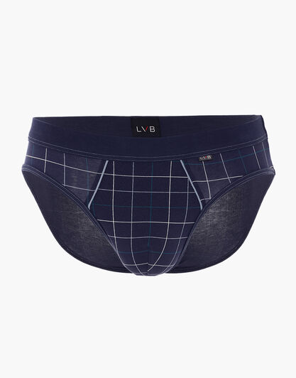 Slip Casual Stretch Cotton in cotone elasticizzato, blu navy con stampa a quadri, , LOVABLE