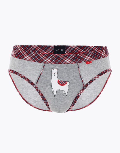Slip Printed Stretch Cotton, grigio melange con stampa alpaca, , LOVABLE