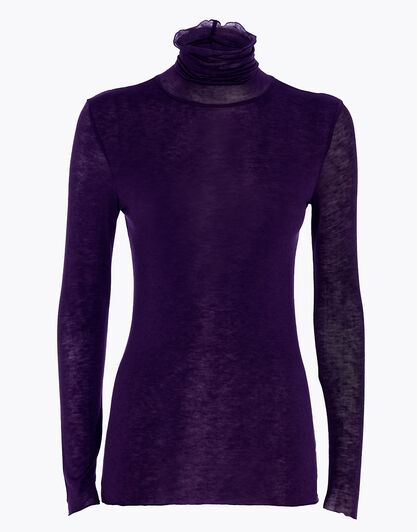Maglia a collo alto e manica lunga in modal e cashmere, tornado scuro, , LOVABLE