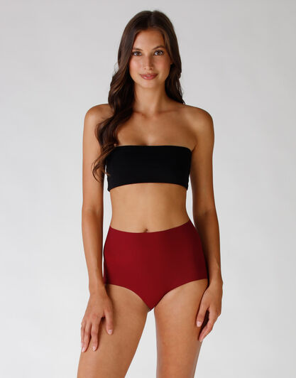 Slip alto in microfibra tagliata al vivo, bordeaux, , LOVABLE