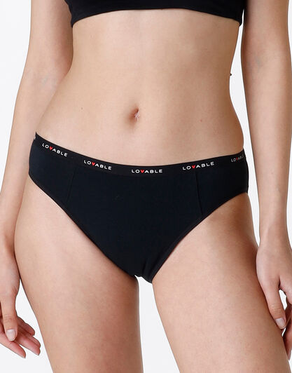 NUOVO Slip da ciclo lavabile in cotone biologico certificato, colore nero, per flusso medio, , LOVABLE
