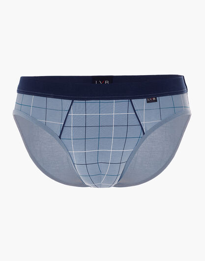 Slip Casual Stretch Cotton in cotone elasticizzato, azzurro con stampa a quadri, , LOVABLE
