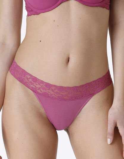 La Senza - Perizoma Remix Panties in cotone e pizzo, malva, , LOVABLE