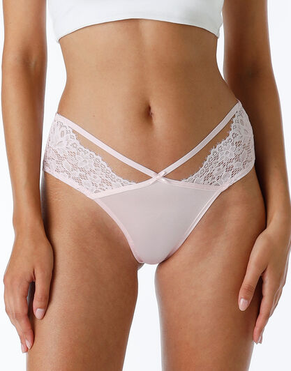 Brasiliano Table Panties in pizzo e microfibra, rosa, , LOVABLE