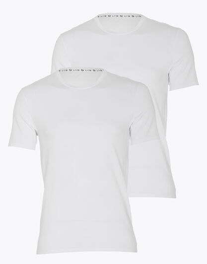 T-shirt scollo a V uomo in cotone biologico, confezione x2 bianco, , LOVABLE