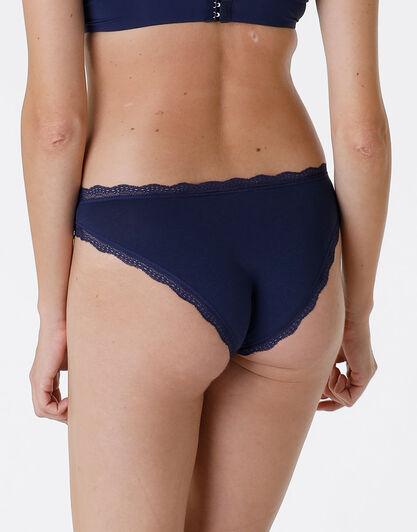Slip Lovable Panties in cotone e pizzo elasticizzati, blu scuro, , LOVABLE