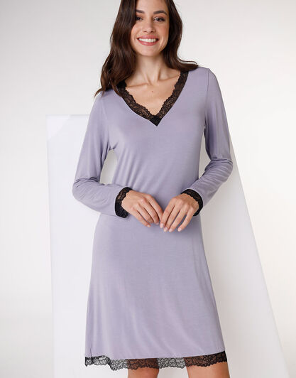 Camicia da notte in jersey di modal elasticizzato, tornado chiaro, , LOVABLE
