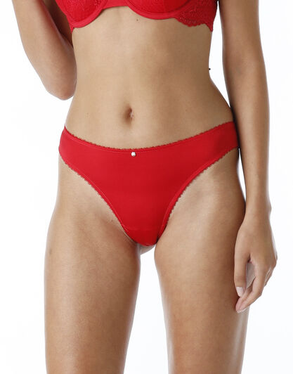 La Senza - brasiliano sgambatura alta Lux Lace in pizzo, rosso, , LOVABLE