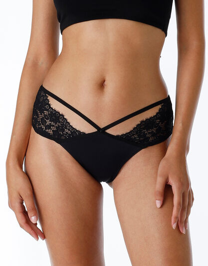 Brasiliano Table Panties in pizzo e microfibra, nero, , LOVABLE