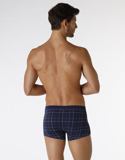 Boxer Casual Stretch Cotton in cotone elasticizzato, blu navy con stampa a quadri, , LOVABLE