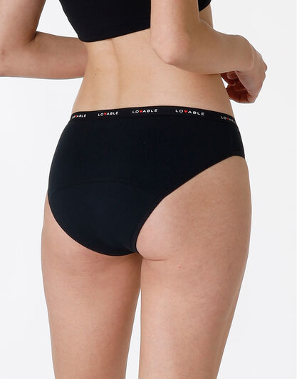NUOVO Slip da ciclo lavabile in cotone biologico certificato, colore nero, per flusso medio, , LOVABLE