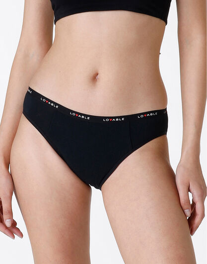 NUOVO Slip da ciclo lavabile in cotone biologico certificato, colore nero, per flusso abbondante, , LOVABLE