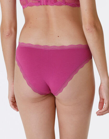 Slip Lovable Panties in cotone e pizzo elasticizzati, rosa sorbetto, , LOVABLE