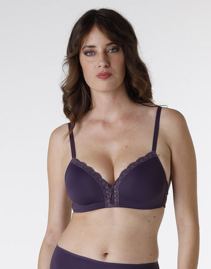 Reggiseno senza ferretto Sensual Touch in pizzo e microfibra, tornado scuro, , LOVABLE
