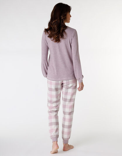 Homewear chiuso in flanella di cotone, rosa grigio, , LOVABLE
