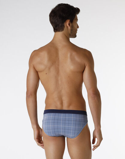Slip Casual Stretch Cotton in cotone elasticizzato, azzurro con stampa a quadri, , LOVABLE