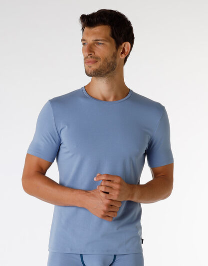 T-Shirt girocollo in cotone e modal, azzurro polvere, , LOVABLE
