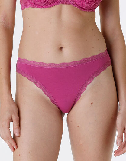 Slip Lovable Panties in cotone e pizzo elasticizzati, rosa sorbetto, , LOVABLE