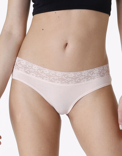 La Senza - Culotte Remix Panties in cotone e pizzo, rosa cipria, , LOVABLE