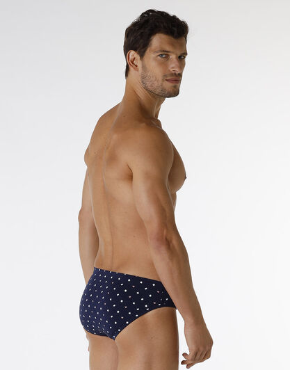 Slip Printed Cotton Modal, blu navy con stampa puzzle , , LOVABLE