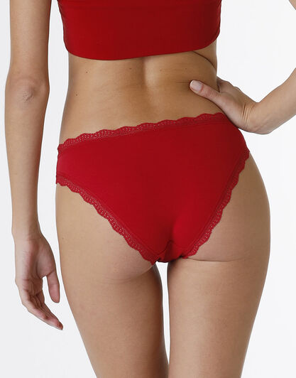 Slip Lovable Panties in cotone e pizzo, rosso, , LOVABLE