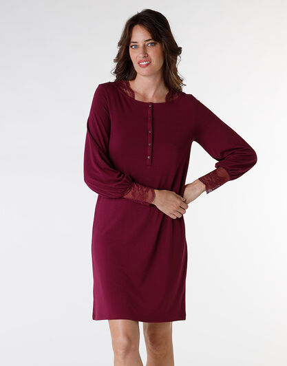 Camicia da notte in jersey, bordeaux, , LOVABLE