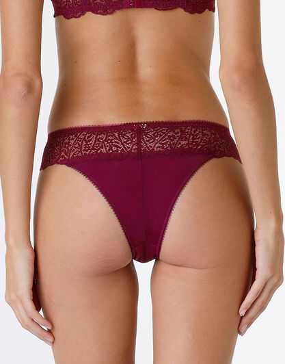 Brasiliano Exquisite Lace in pizzo e microfibra, bordeaux, , LOVABLE