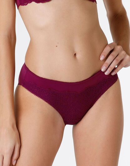 Slip Exquisite Lace in pizzo e microfibra, bordeaux, , LOVABLE