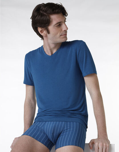 T-shirt scollo a V Elegant Jacquard Micromodal, ottanio, , LOVABLE