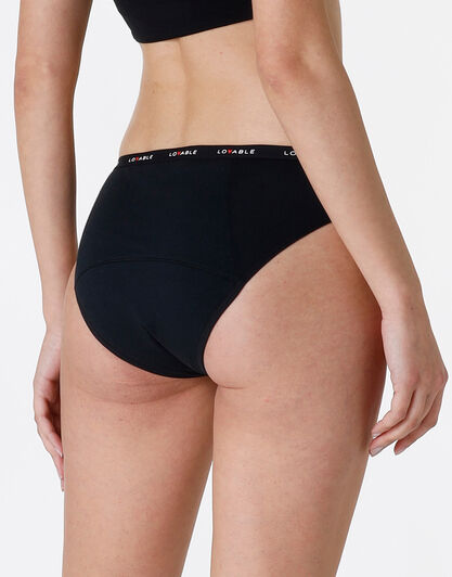NUOVO Slip da ciclo lavabile in cotone biologico certificato, colore nero, per flusso abbondante, , LOVABLE